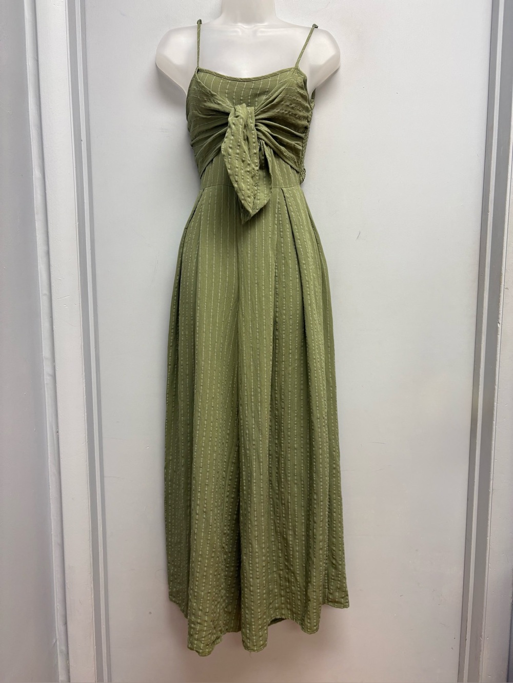 Flying Tomato Olive Green Cutout Wide Leg Tie Front Jumpsuit XS